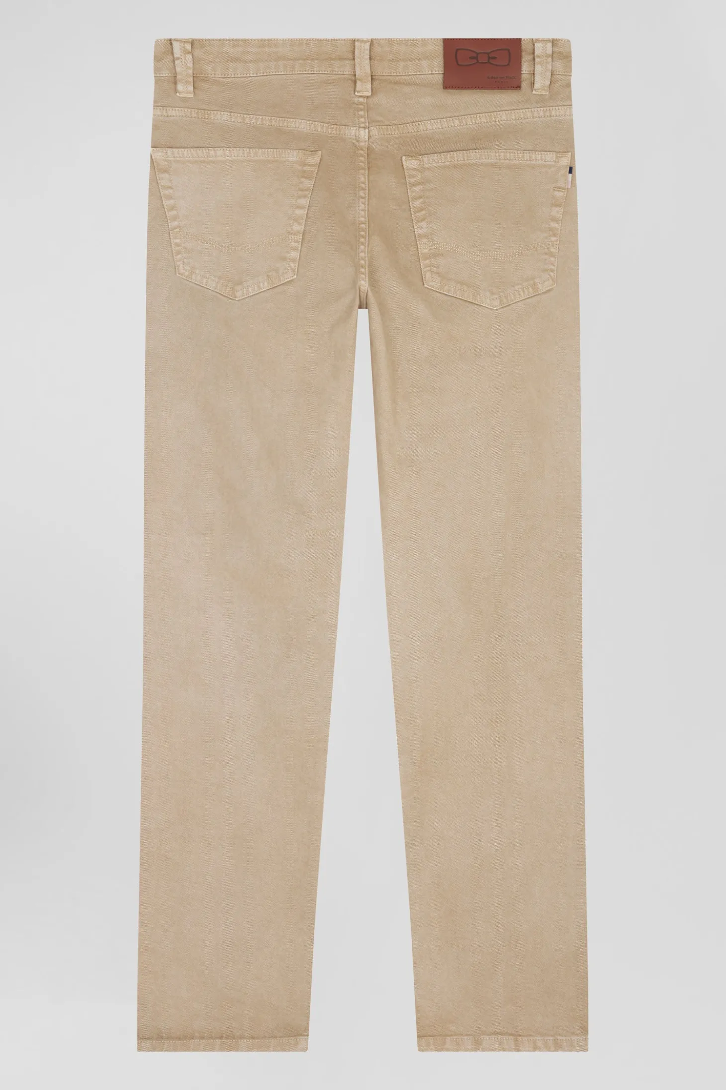 Regular hemp-coloured stretch cotton 5-pocket trousers