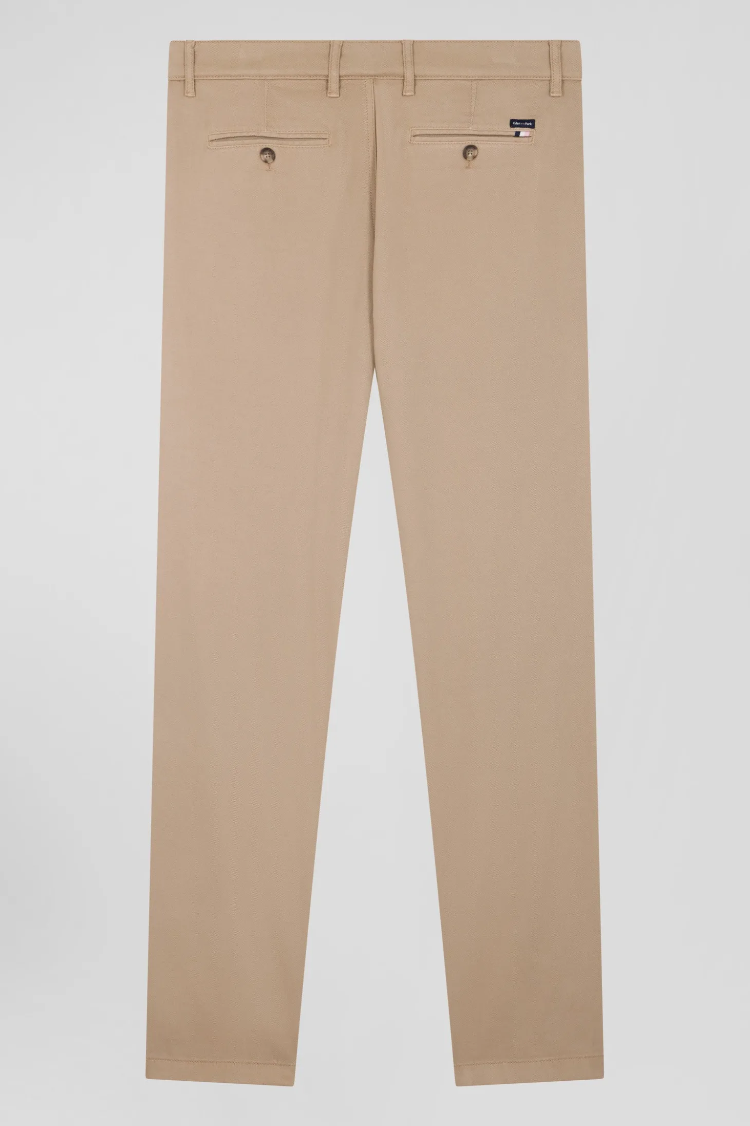 Regular hemp-coloured stretch cotton piqué and modal chino trousers