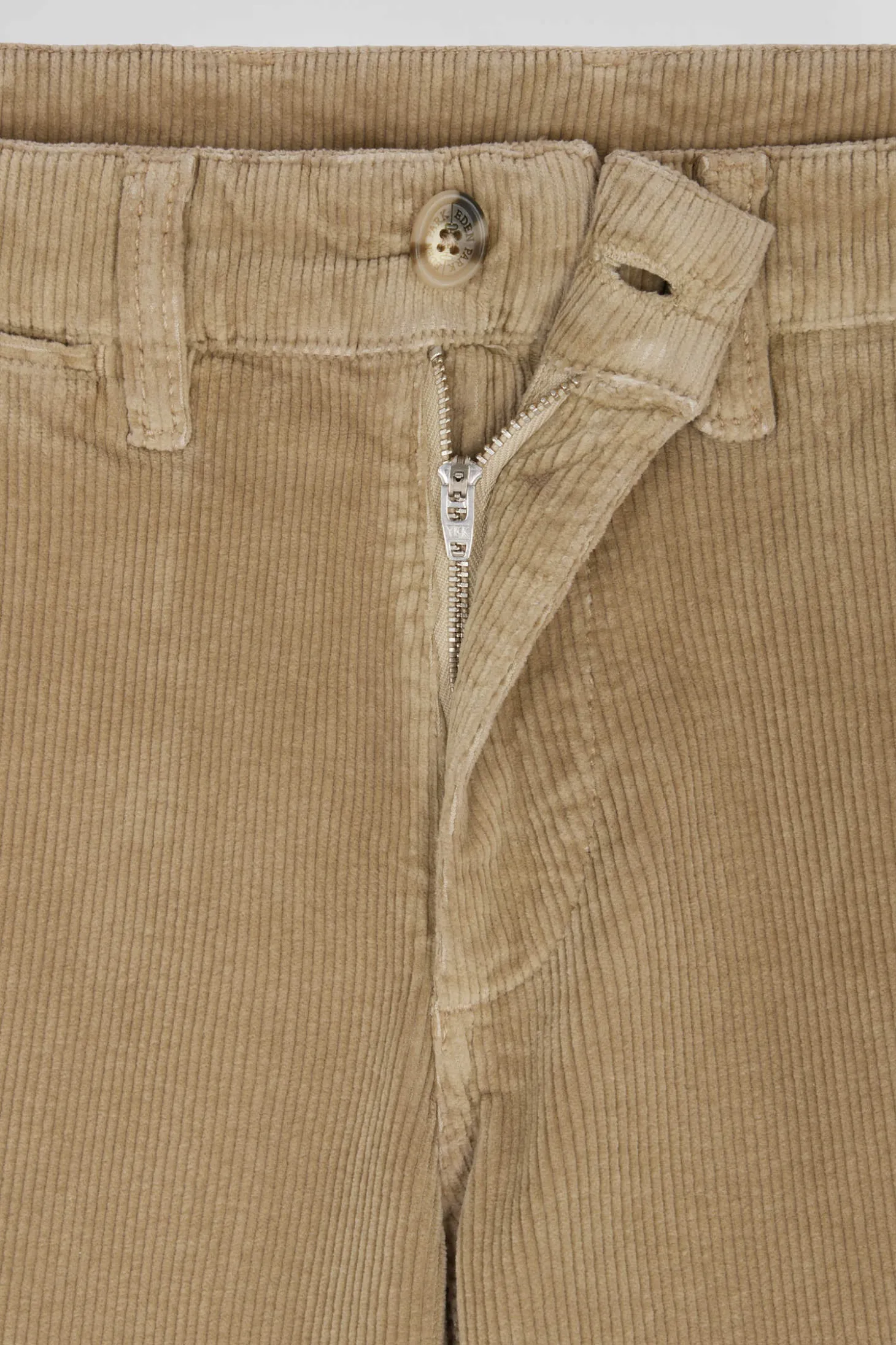Regular hemp-coloured stretch cotton velvet chino trousers