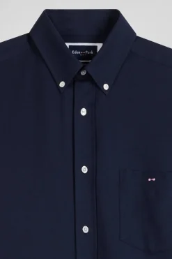 Regular indigo cotton and cashmere twill shirt