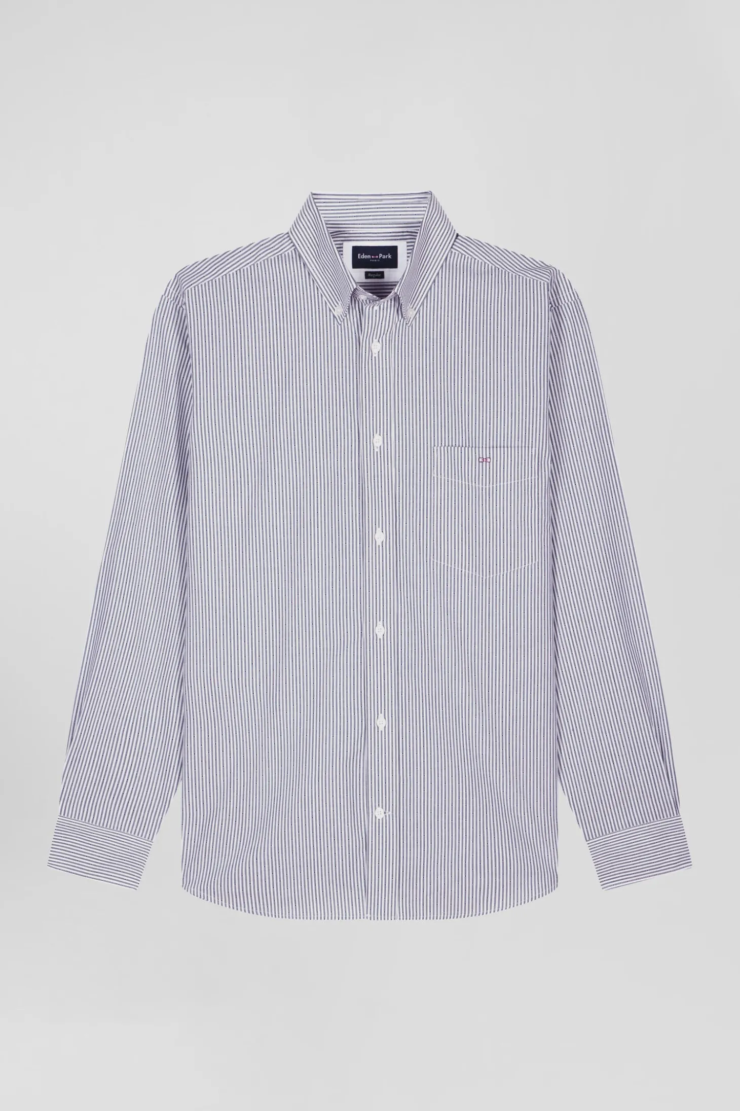 Regular indigo striped cotton jacquard shirt