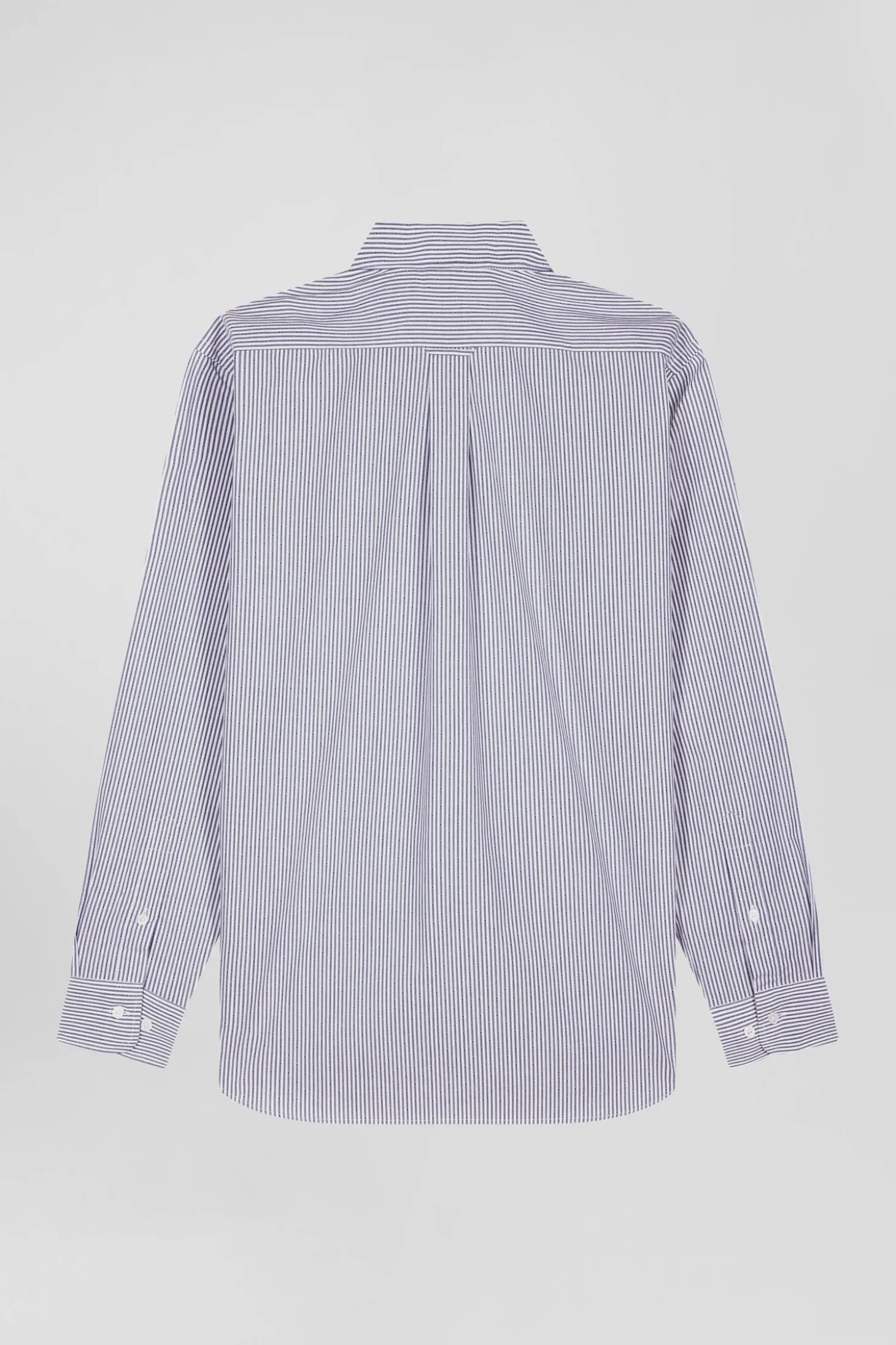 Regular indigo striped cotton jacquard shirt