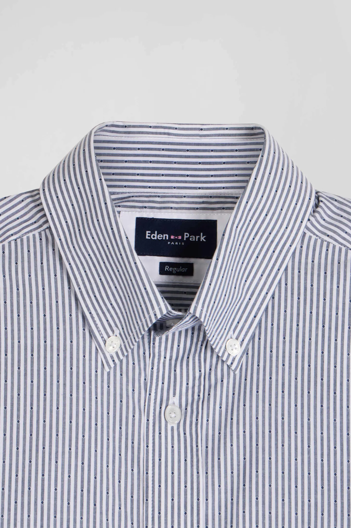 Regular indigo striped cotton jacquard shirt