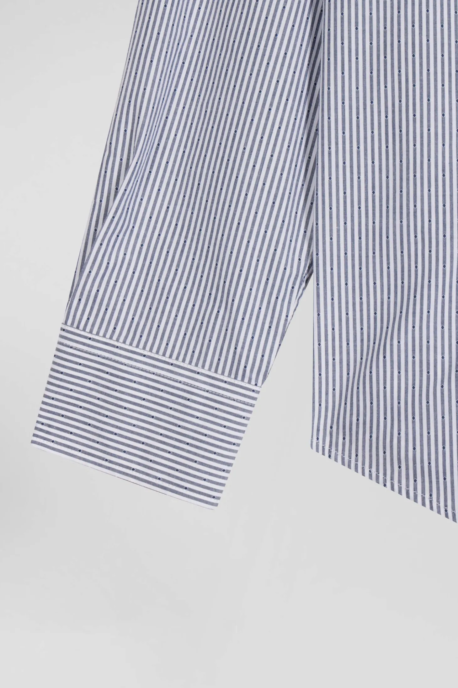 Regular indigo striped cotton jacquard shirt