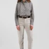 Regular ivory graphic microprint cotton shirt