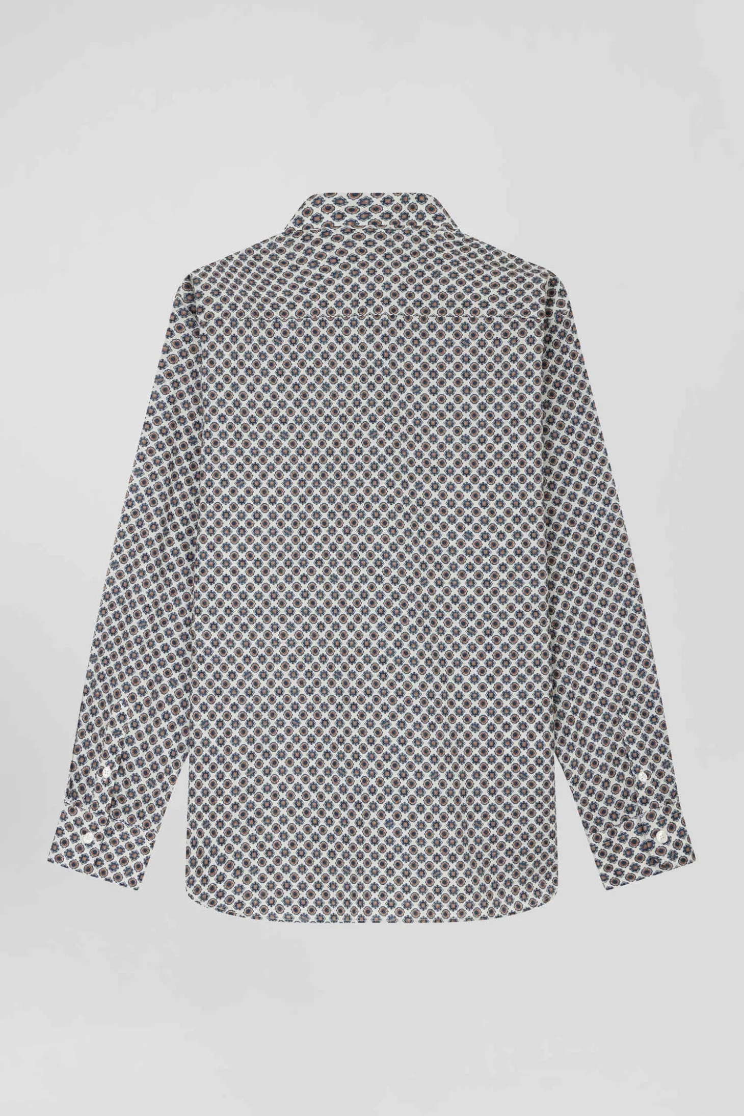 Regular ivory graphic microprint cotton shirt