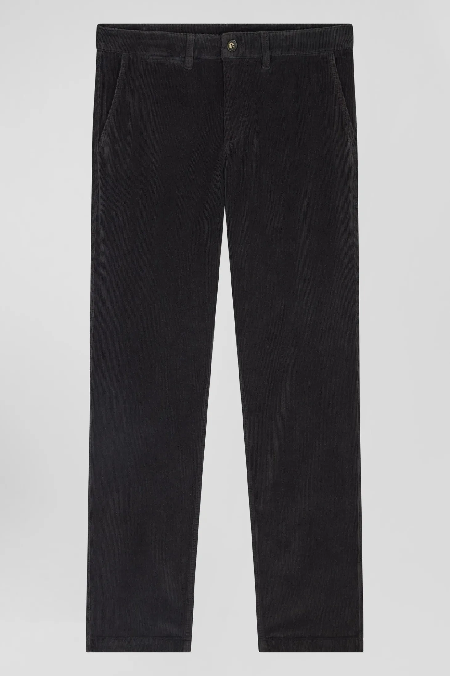 Regular khaki stretch cotton velvet chino trousers