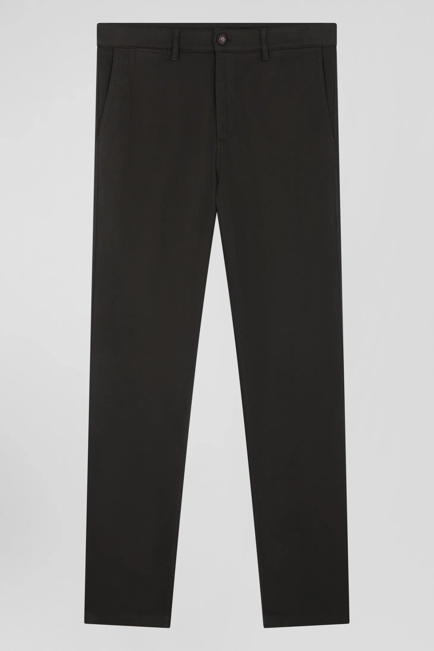 Regular khaki stretch cotton piqué and modal chino trousers