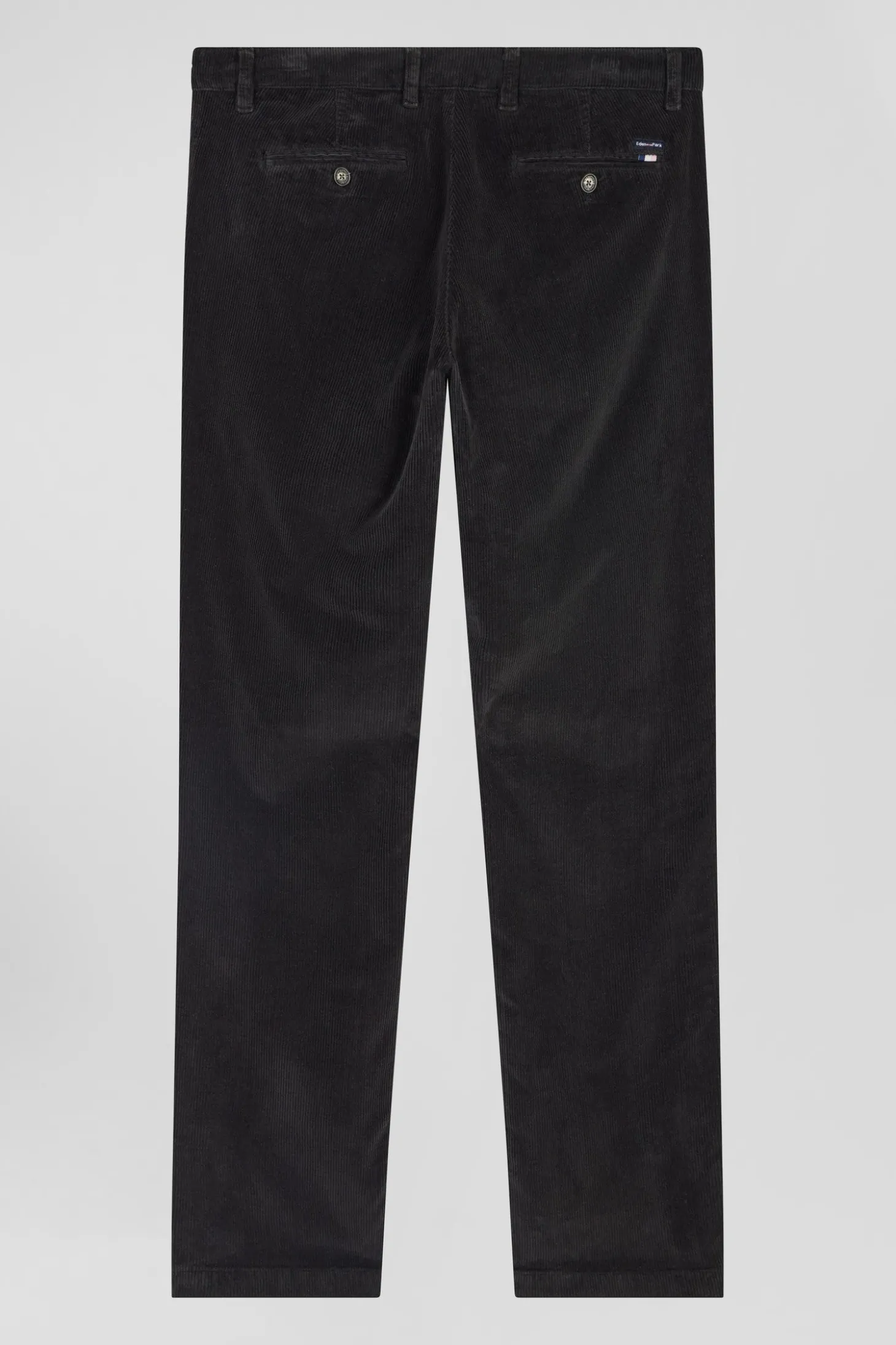 Regular khaki stretch cotton velvet chino trousers