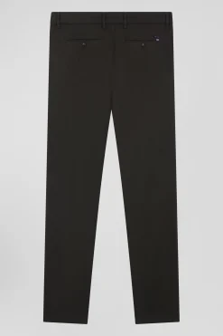 Regular khaki stretch cotton piqué and modal chino trousers