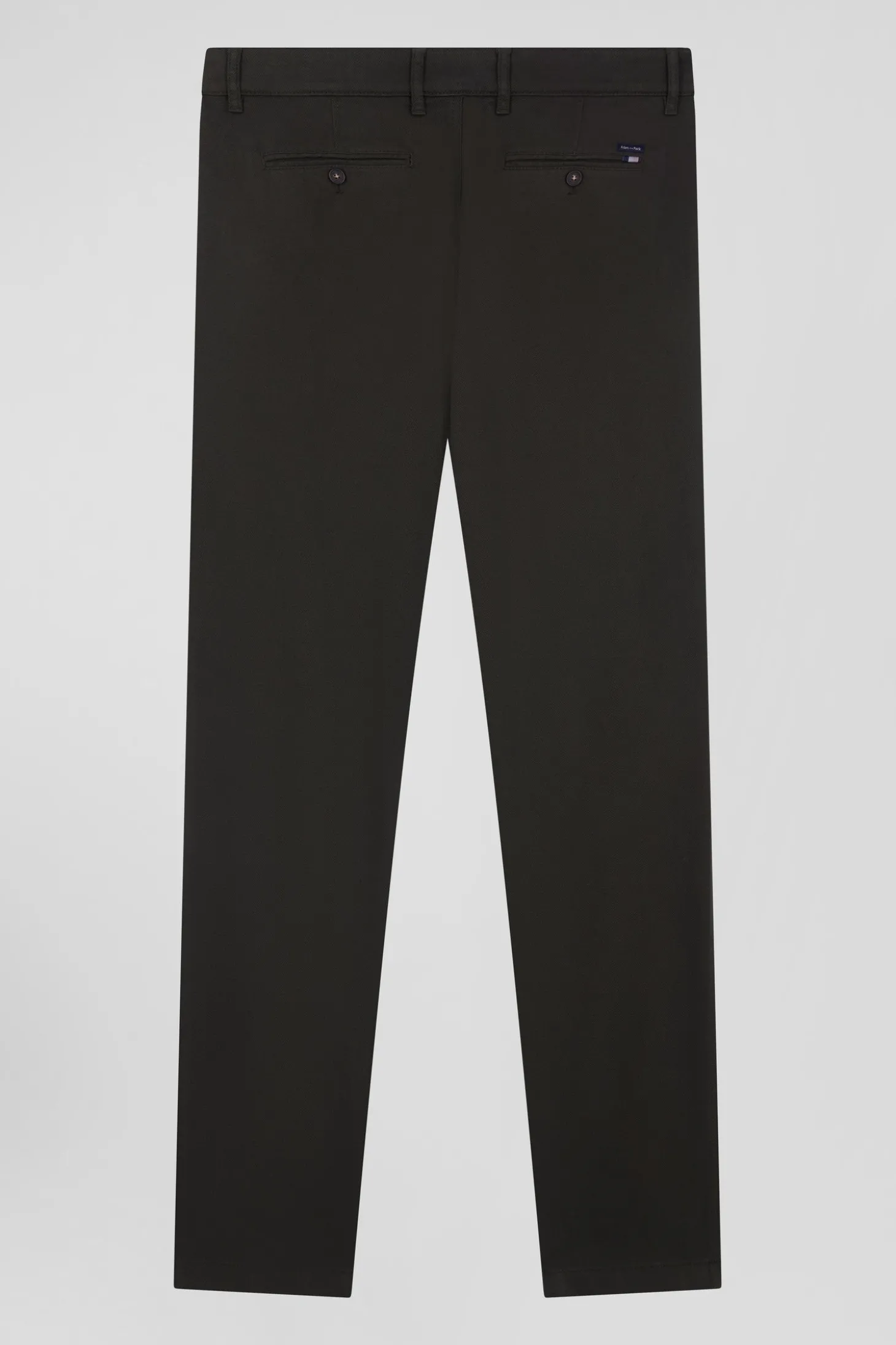 Regular khaki stretch cotton piqué and modal chino trousers