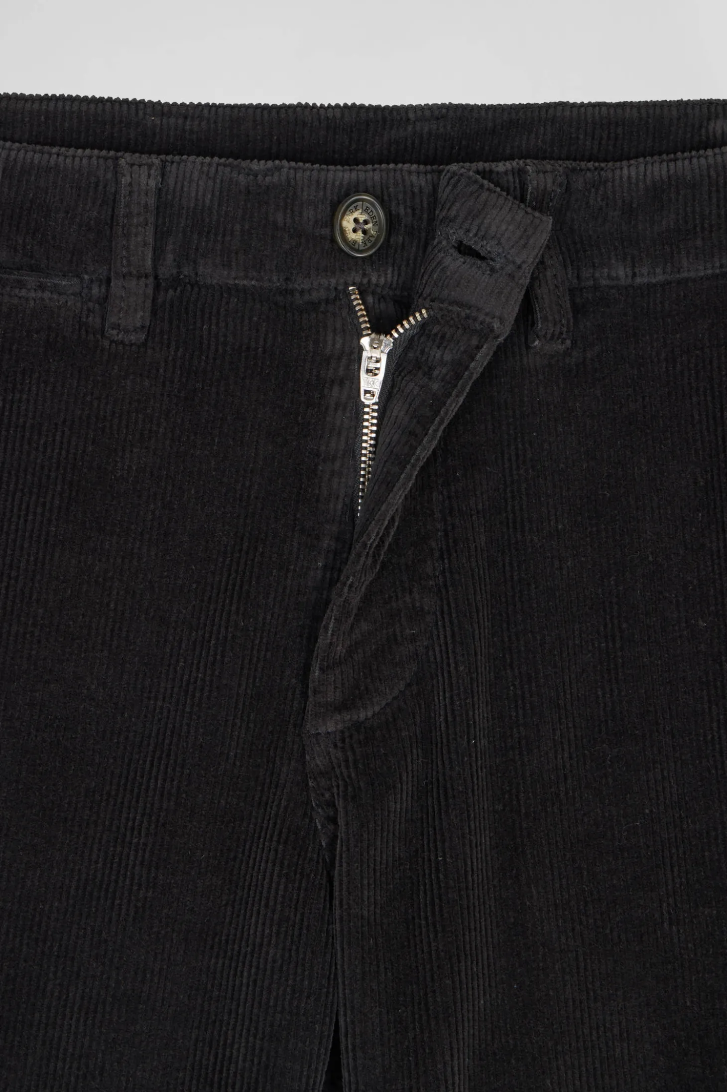 Regular khaki stretch cotton velvet chino trousers
