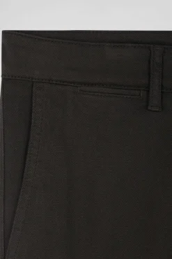 Regular khaki stretch cotton piqué and modal chino trousers
