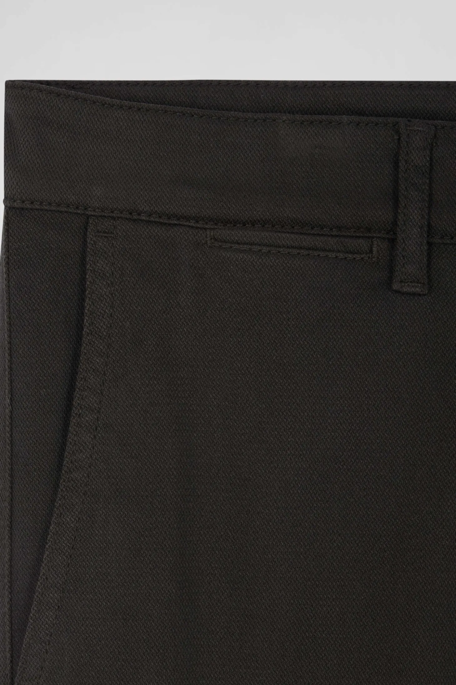 Regular khaki stretch cotton piqué and modal chino trousers
