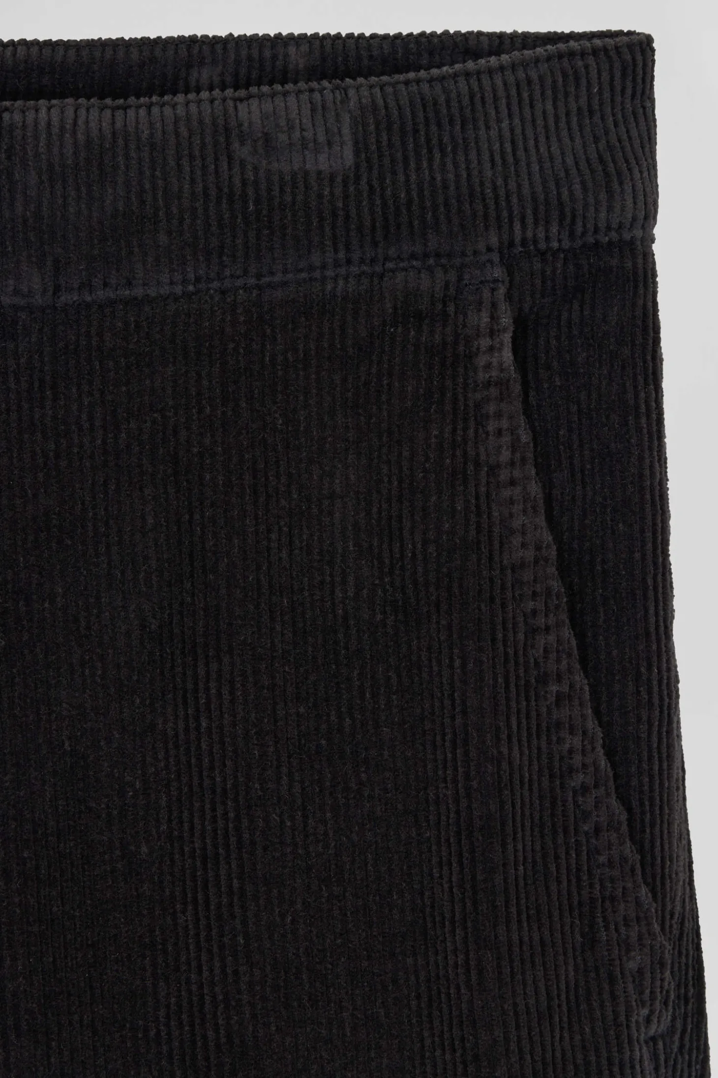 Regular khaki stretch cotton velvet chino trousers