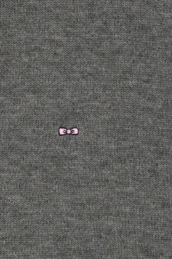 Regular light grey wool and cotton crew neck jumper
