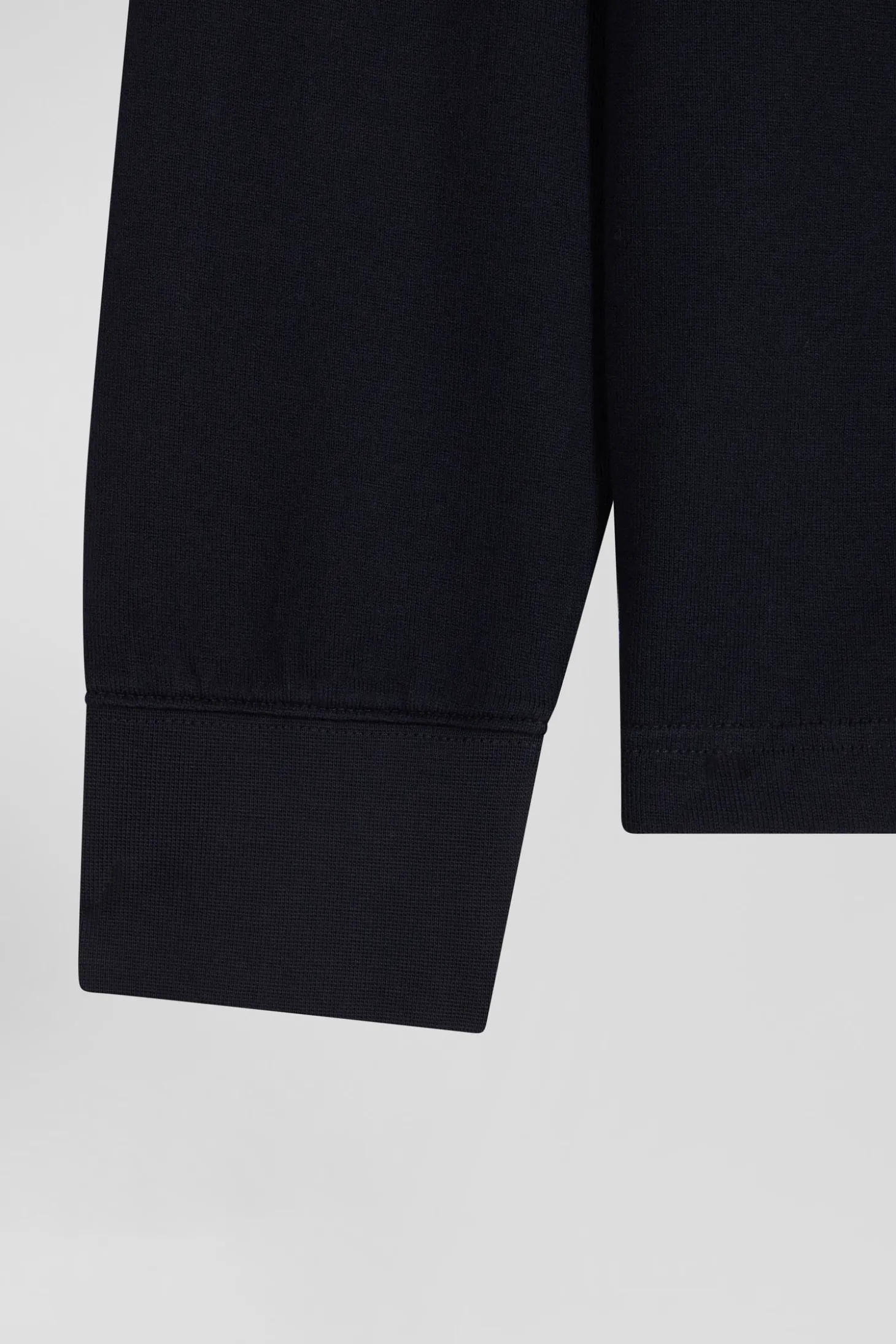 Regular long-sleeved cotton rugby shirt with navy and pink stripes