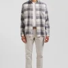 Regular mottled grey checked cotton shirt