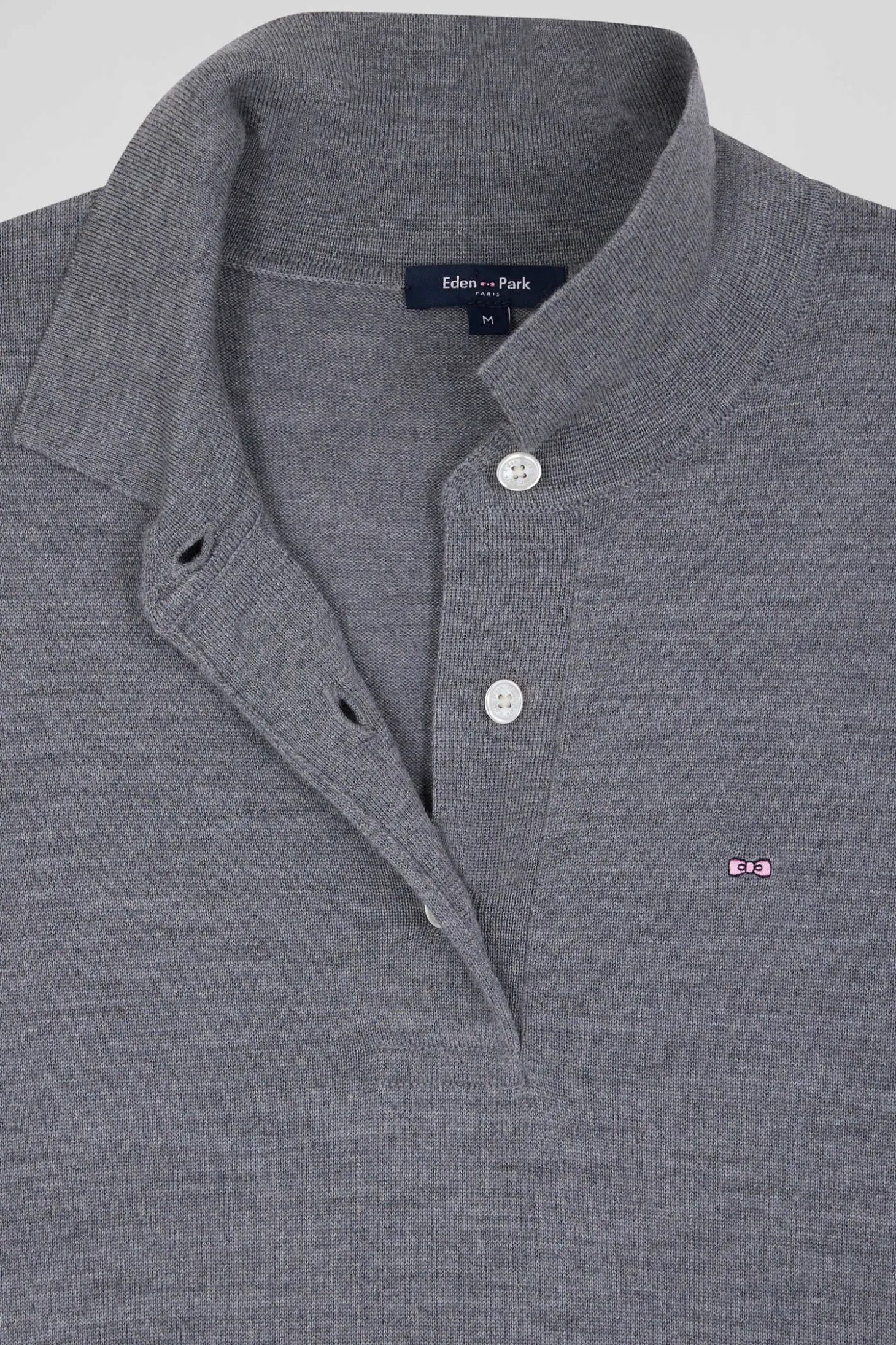 Regular mottled grey women's wool jumper with rugby shirt collar