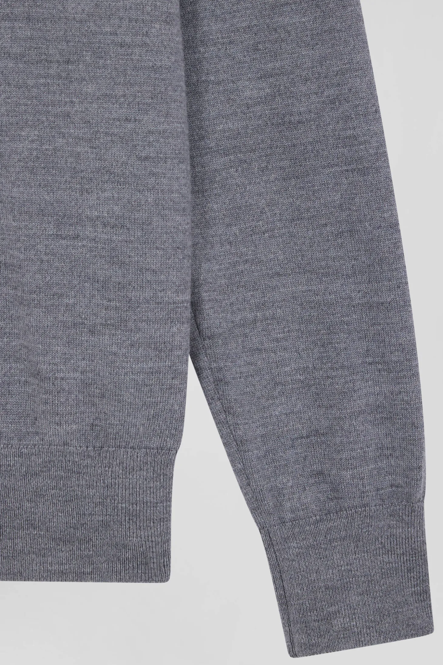 Regular mottled grey women's wool jumper with rugby shirt collar