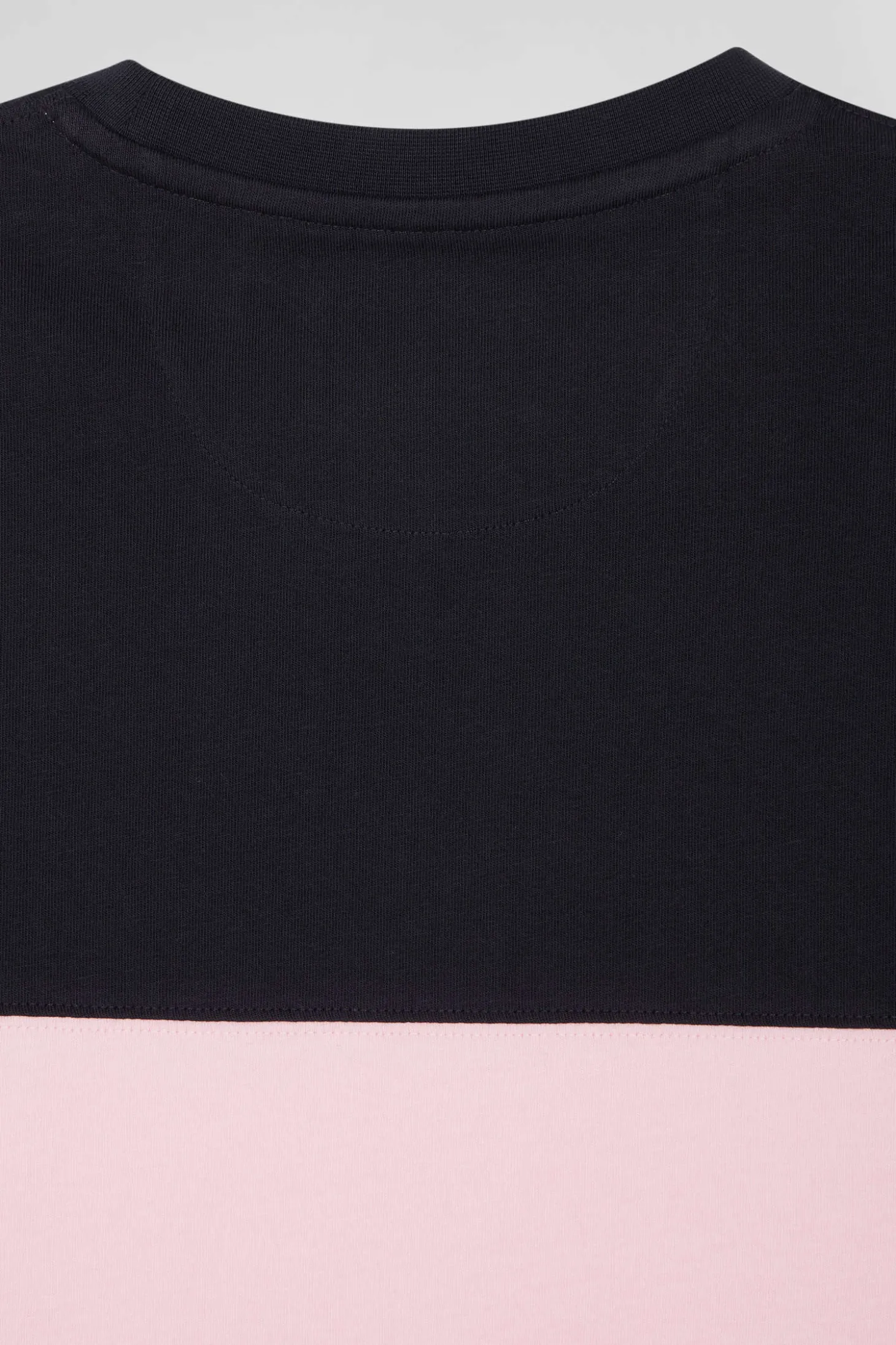 Regular navy and pink bicolor short-sleeved cotton T-shirt