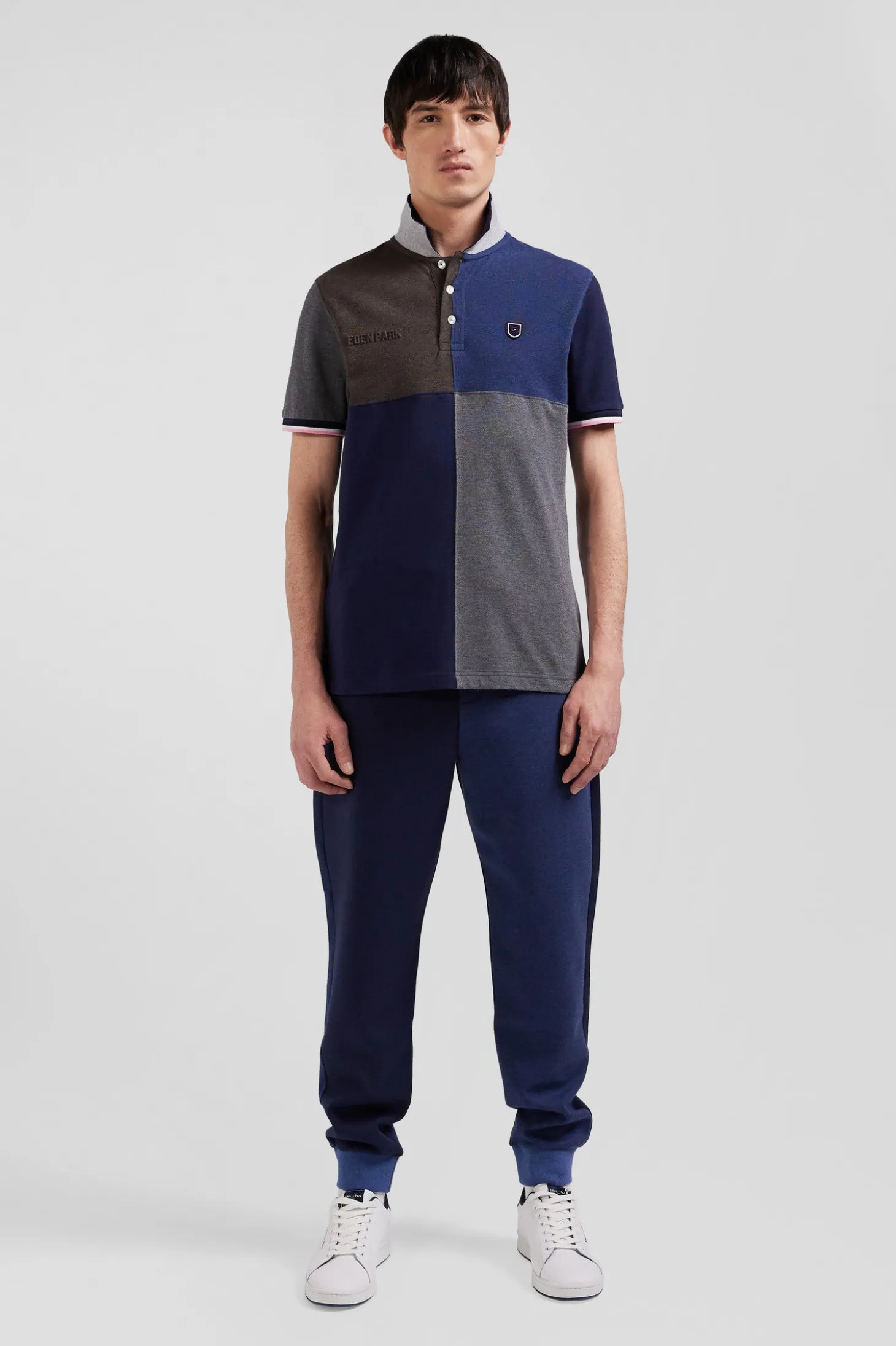Regular navy Barbarian short-sleeved cotton piqué polo shirt