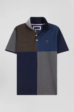 Regular navy Barbarian short-sleeved cotton piqué polo shirt
