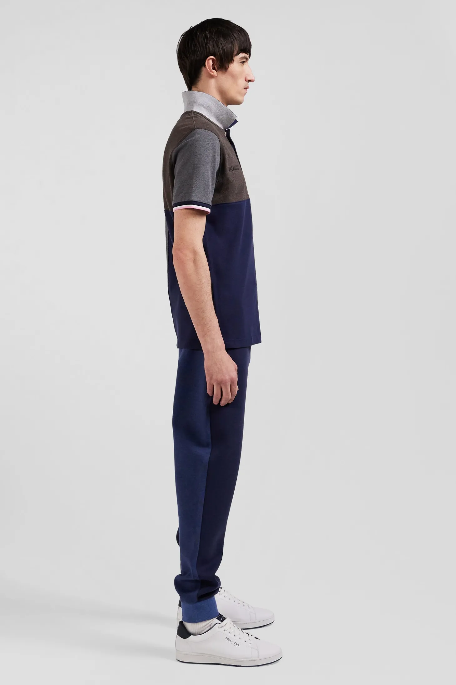 Regular navy Barbarian short-sleeved cotton piqué polo shirt