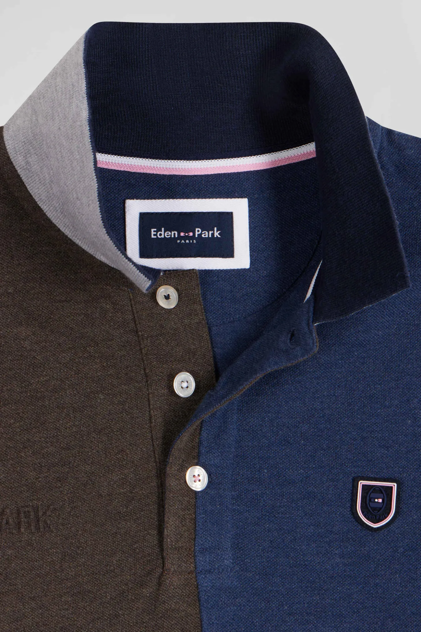 Regular navy Barbarian short-sleeved cotton piqué polo shirt