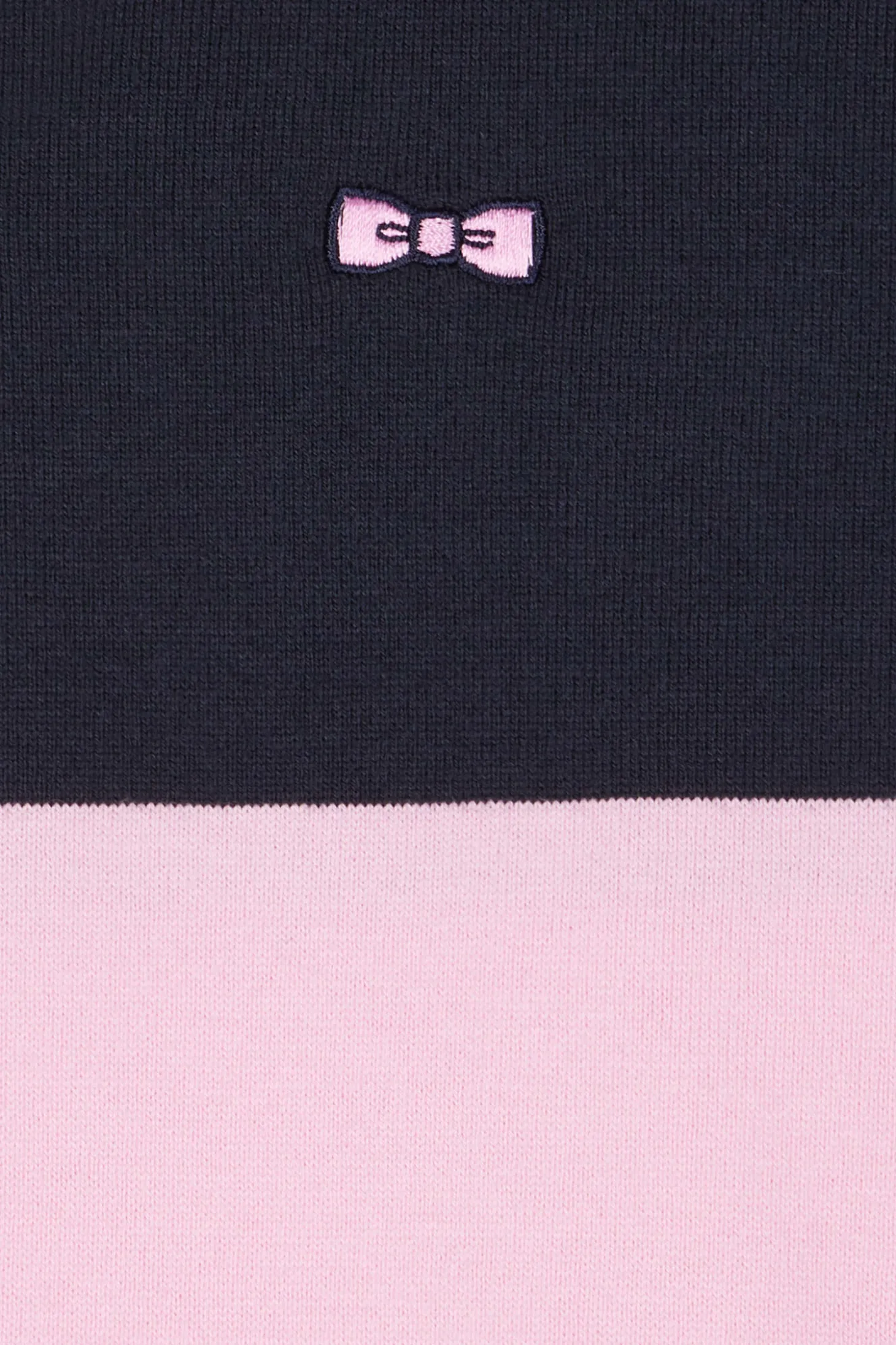 Regular navy blue and pink striped cotton rugby shirt with long sleeves