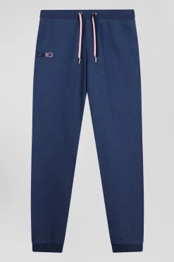 Regular navy blue brushed cotton fleece jogging bottoms