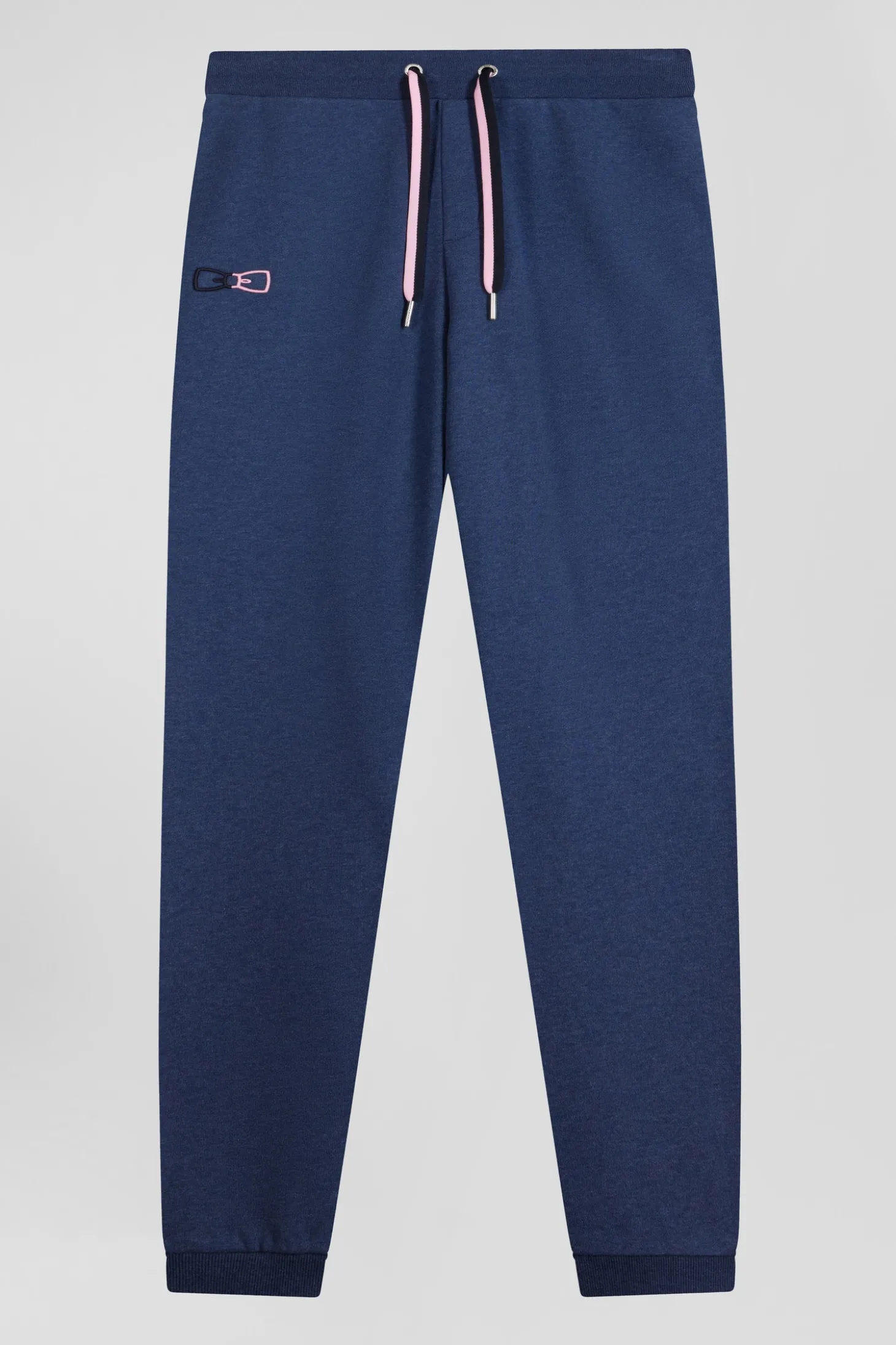 Regular navy blue brushed cotton fleece jogging bottoms