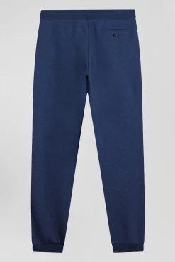 Regular navy blue brushed cotton fleece jogging bottoms