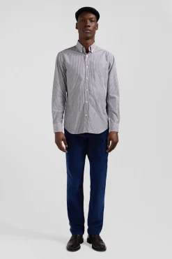 Regular navy blue cotton shirt