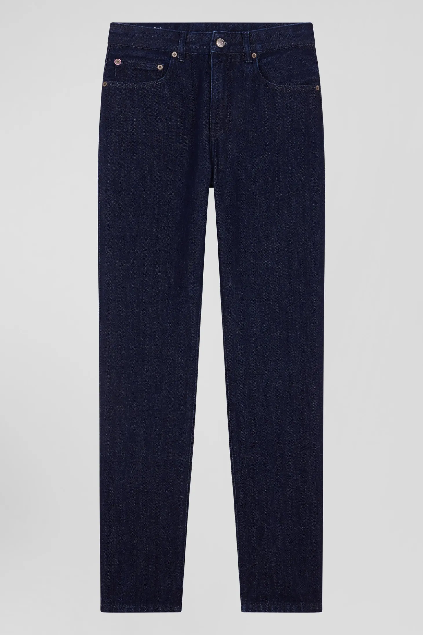Regular navy blue cotton 5-pocket jeans