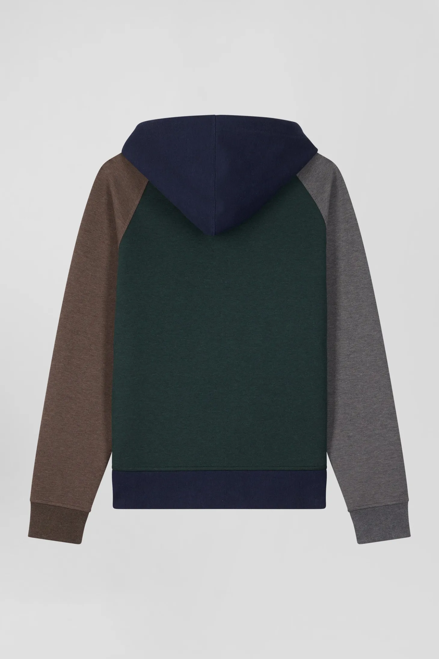 Regular navy blue cotton blend sweatshirt with padded front