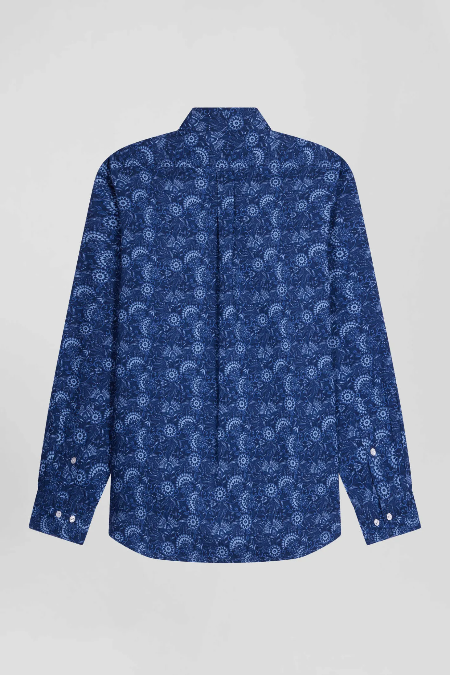 Regular navy blue cotton shirt with graphic print