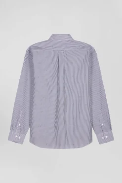 Regular navy blue cotton shirt