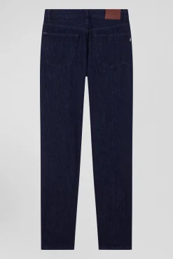 Regular navy blue cotton 5-pocket jeans