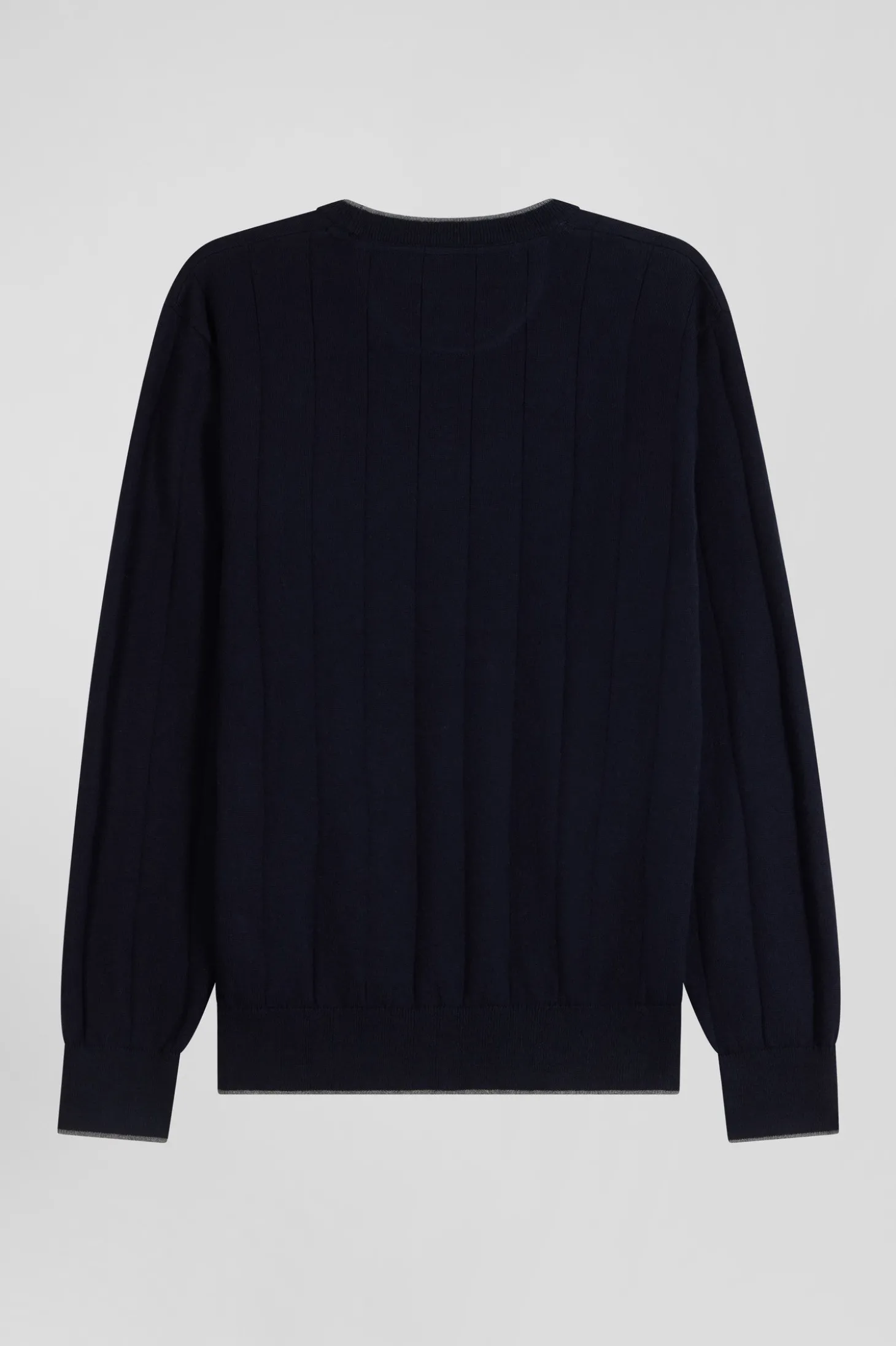 Regular navy blue cotton and cashmere crew neck jumper