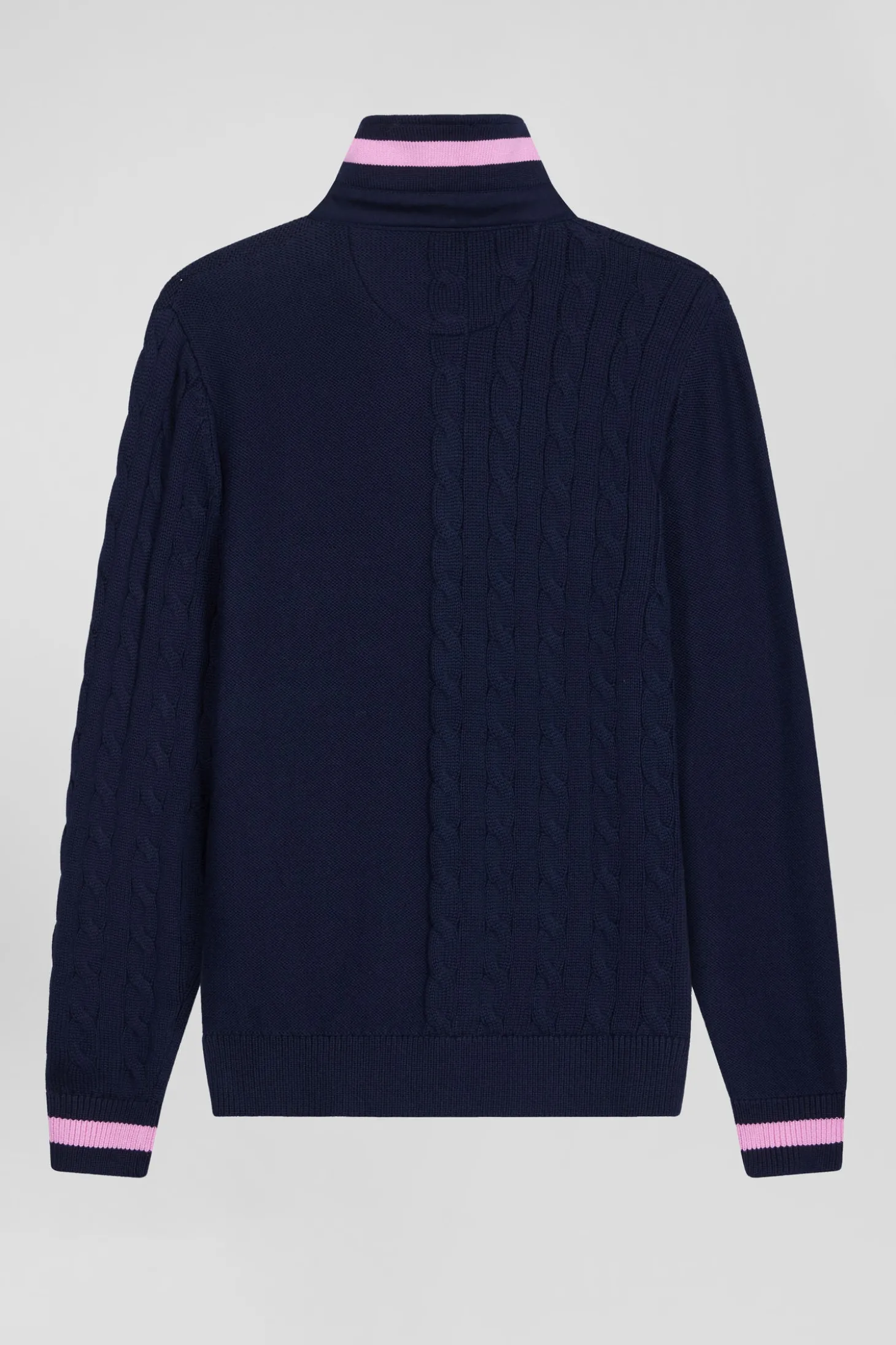 Regular navy blue cotton jumper with rugby shirt collar