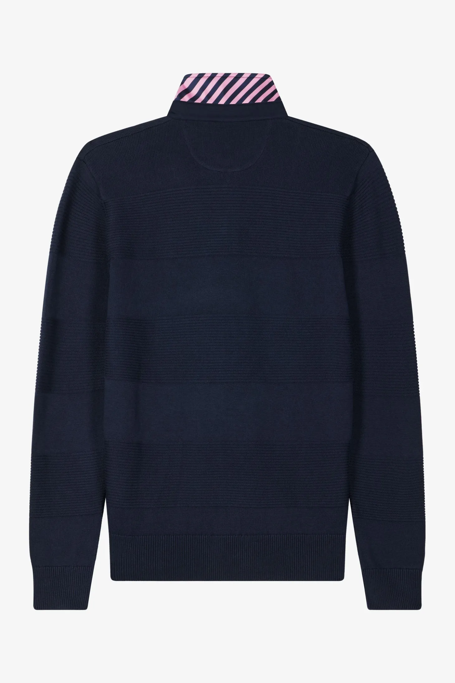 Regular navy blue cotton polo neck jumper