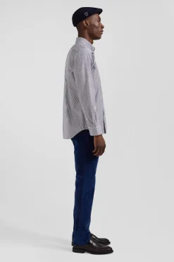 Regular navy blue cotton shirt