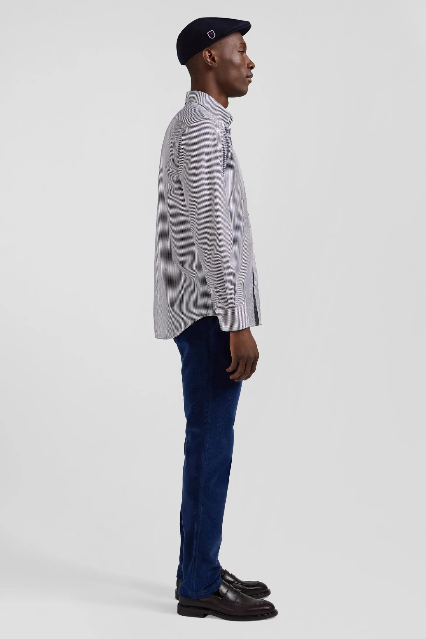 Regular navy blue cotton shirt