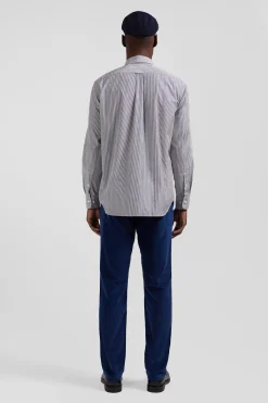 Regular navy blue cotton shirt