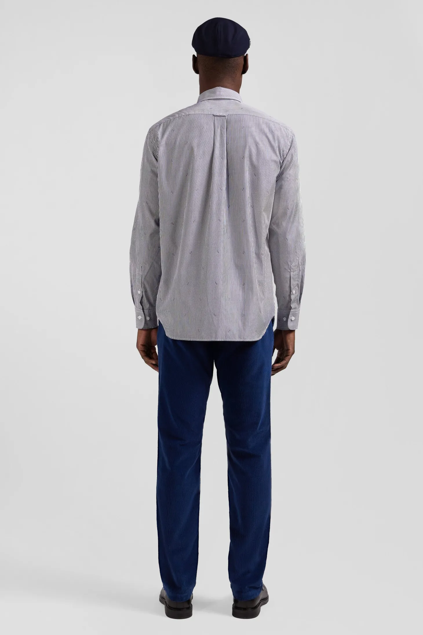 Regular navy blue cotton shirt