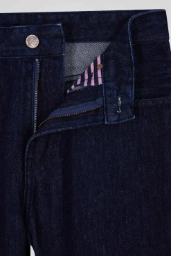 Regular navy blue cotton 5-pocket jeans