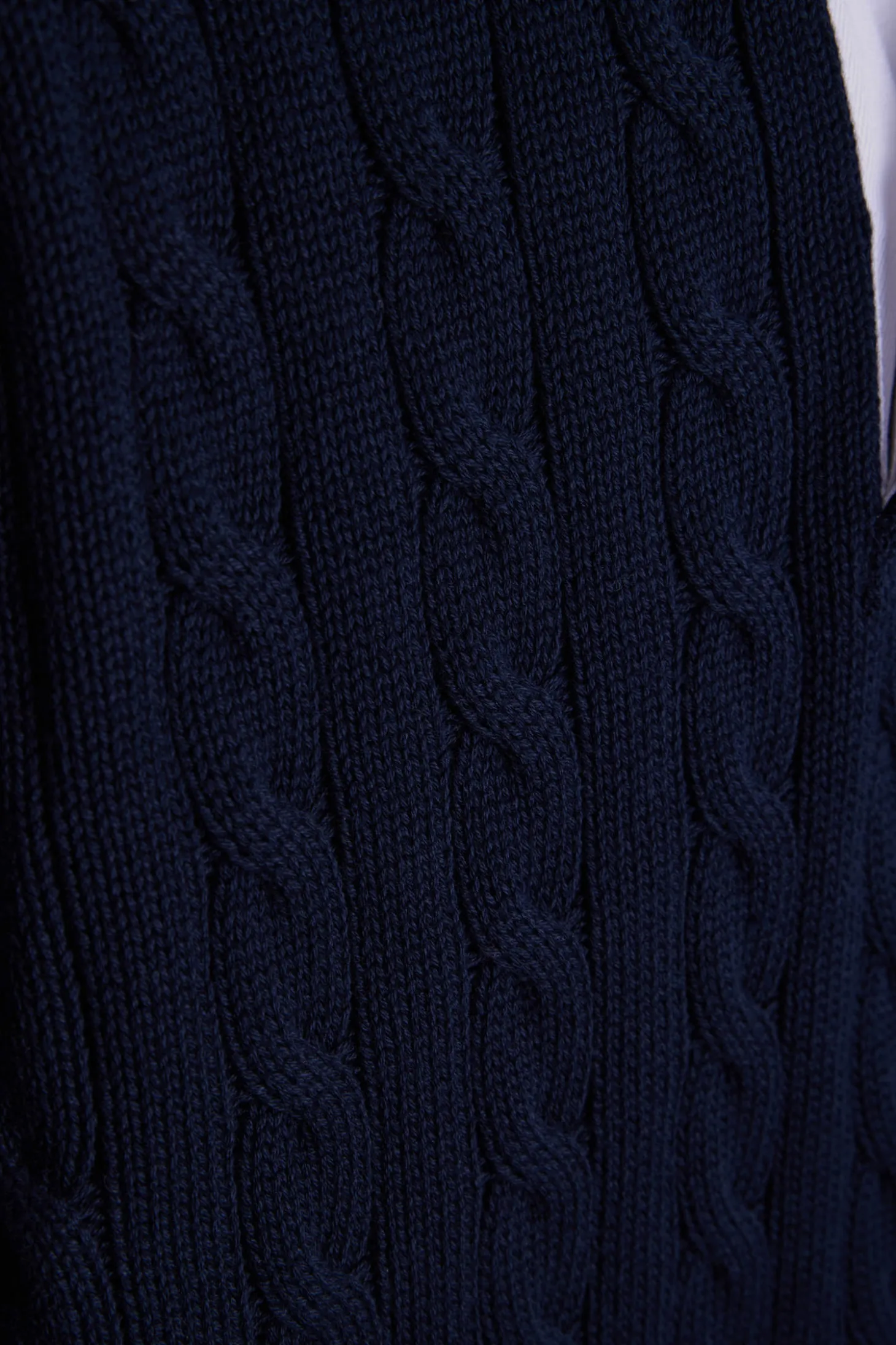 Regular navy blue cotton jumper with rugby shirt collar