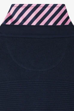 Regular navy blue cotton polo neck jumper