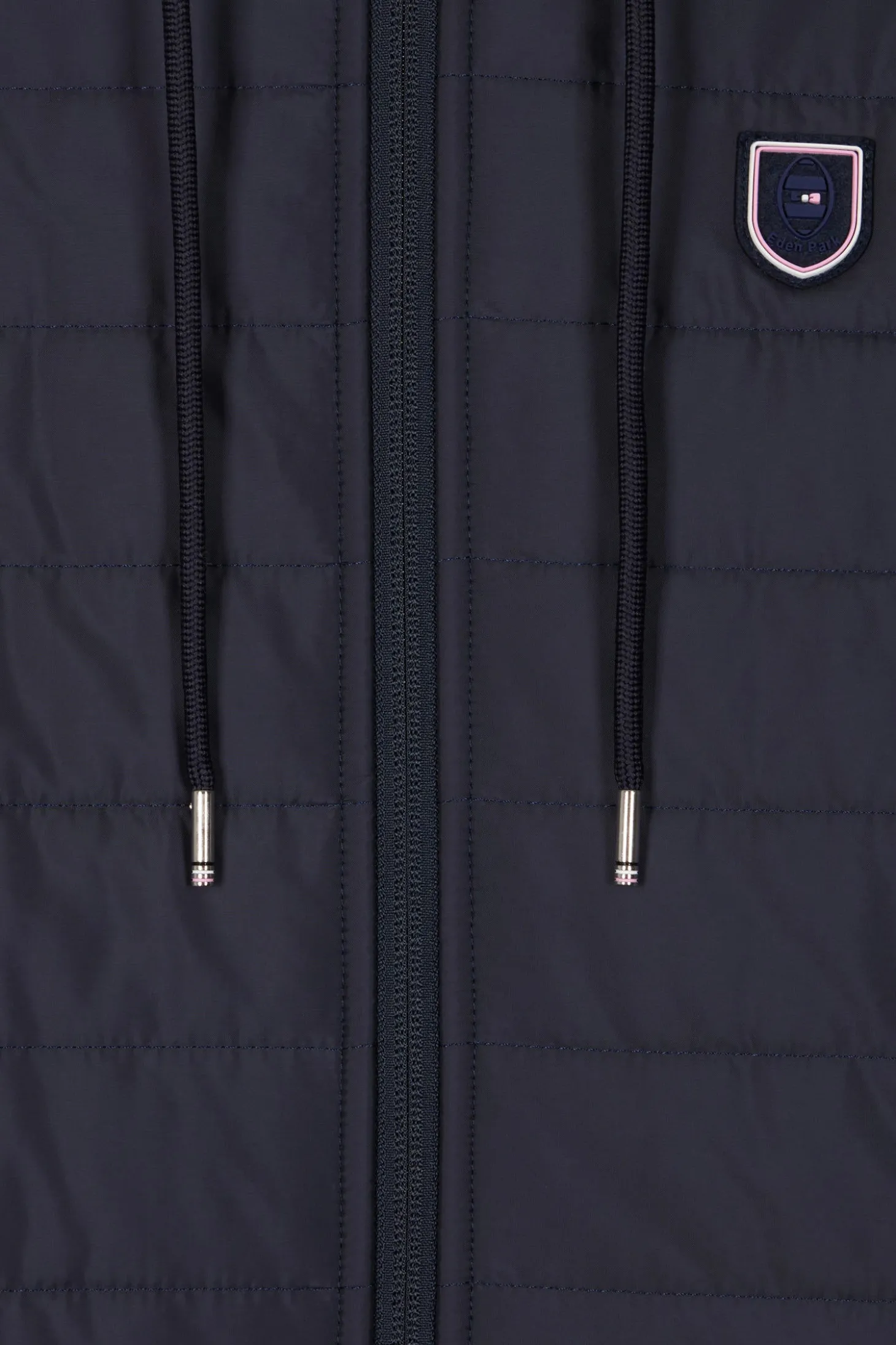 Regular navy blue cotton blend sweatshirt with padded front